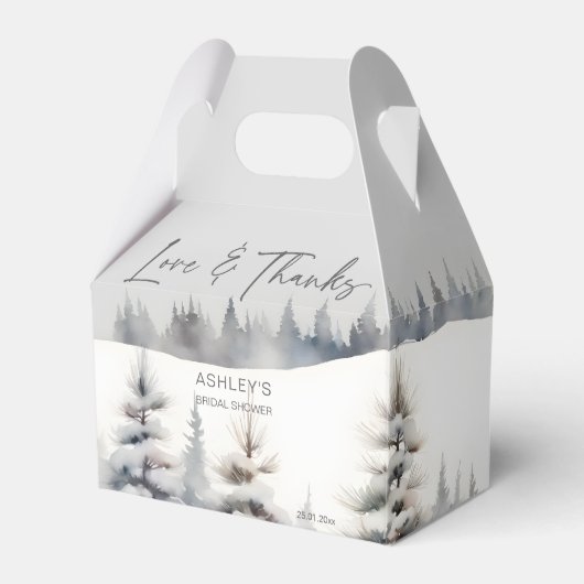 Schnee in der Liebe Kiefernwald Brautparty Favan Geschenkschachtel (Vorderseite)