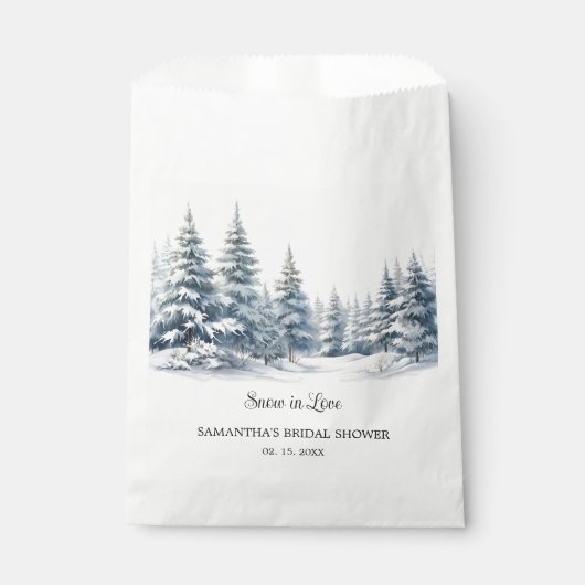 Schnee in der Liebe Kiefernwald Brautparty Geschenktütchen (Vorderseite)