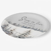 Schnee in der Liebe Kiefernwald Brautparty Pappteller (Schrägansicht)