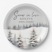 Schnee in der Liebe Kiefernwald Brautparty Pappteller (Vorderseite)