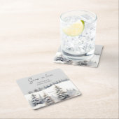 Schnee in der Liebe Kiefernwald Brautparty Rechteckiger Pappuntersetzer (Vor Ort)