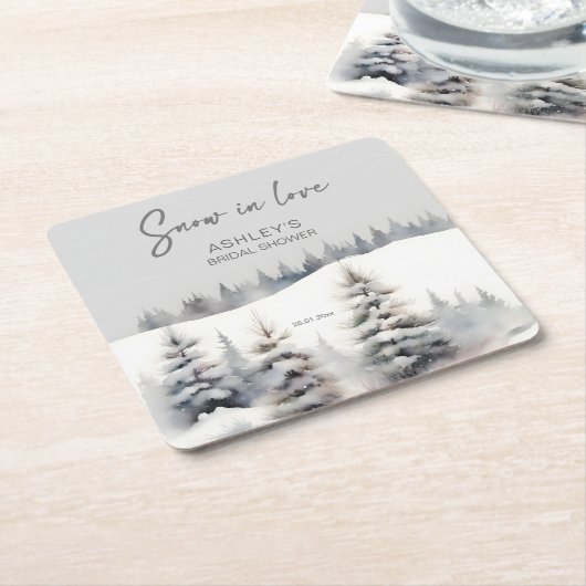 Schnee in der Liebe Kiefernwald Brautparty Rechteckiger Pappuntersetzer (angewinkelt)