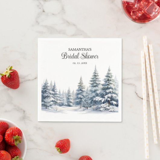 Schnee in der Liebe Kiefernwald Brautparty Serviette (Beispiel)