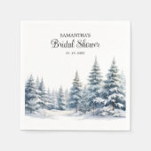 Schnee in der Liebe Kiefernwald Brautparty Serviette (Vorderseite)