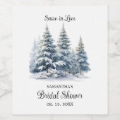 Schnee in der Liebe Kiefernwald Brautparty Weinetikett (Einzelnes Label)