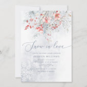Schnee in der Liebe Modernes staubblaues Brautpart Einladung (Vorderseite)