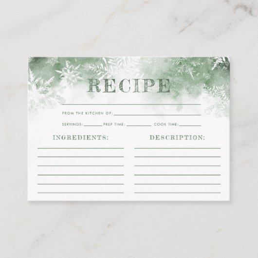 Schnee in der Liebe Rezept Brautparty Begleitkarte (Vorderseite)