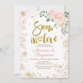 Schnee in der Liebe Rosa Schneeflocke Blumenkuchen Einladung (Vorderseite)