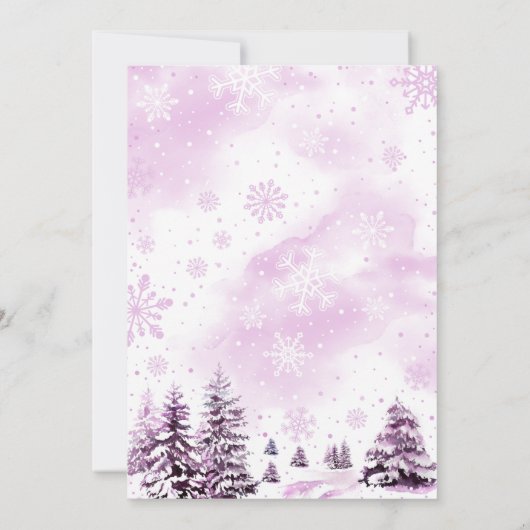 Schnee in der Liebe Rosa Winter Schneeflocken Brau Einladung (Rückseite)