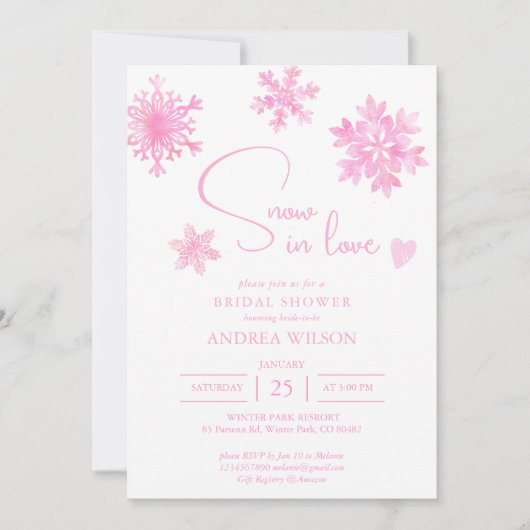 Schnee in der Liebe Schneeflocken Winter Brautpart Einladung (Vorderseite)