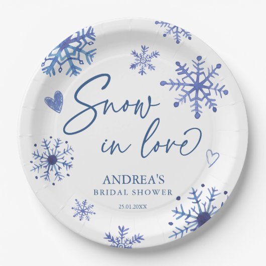 Schnee in der Liebe Schneeflocken Winter Brautpart Pappteller (Vorderseite)