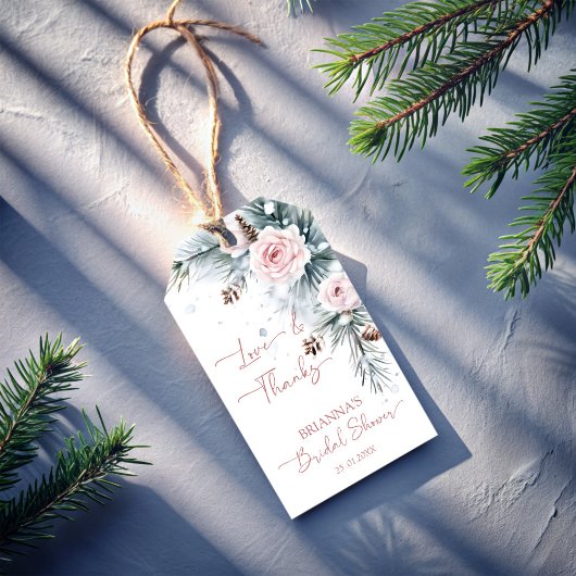 Schnee in der Liebe Schneekiefer Winter Brautparty Geschenkanhänger