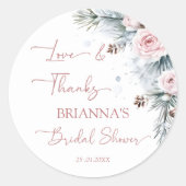 Schnee in der Liebe Schneekiefer Winter Brautparty Runder Aufkleber (Vorderseite)