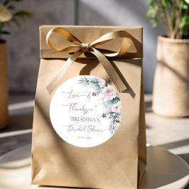 Schnee in der Liebe Schneekiefer Winter Brautparty Runder Aufkleber