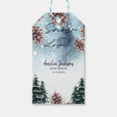 Schnee in der Liebe Schneekiefern Winter Brautpart Geschenkanhänger (Vorderseite)