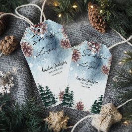 Schnee in der Liebe Schneekiefern Winter Brautpart Geschenkanhänger