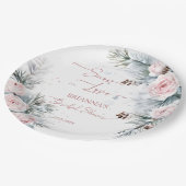 Schnee in der Liebe Schneekiefern Winter Brautpart Pappteller (Schrägansicht)