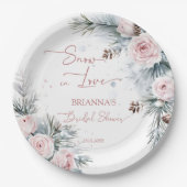 Schnee in der Liebe Schneekiefern Winter Brautpart Pappteller (Vorderseite)