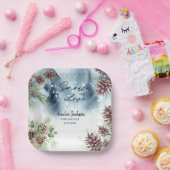 Schnee in der Liebe Schneekiefern Winter Brautpart Pappteller (Party)
