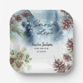 Schnee in der Liebe Schneekiefern Winter Brautpart Pappteller (Vorderseite)