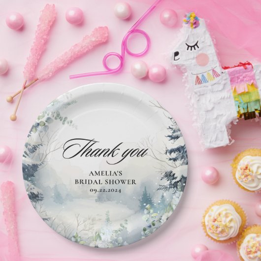 Schnee in der Liebe staubblaues Winter Brautparty Pappteller (Party)