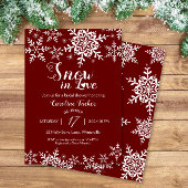 Schnee in der Liebe Weihnachten Dunkelrot Brautpar Einladung
