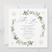 Schnee in der Liebe Weihnachts-Brautparty Einladung (Vorderseite)