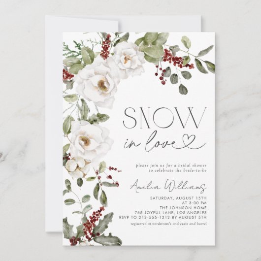 Schnee in der Liebe Weiße Blume Pinienwald Einladung (Vorderseite)