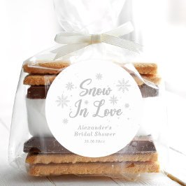 Schnee in der Liebe Weißes Winter Brautparty Runder Aufkleber