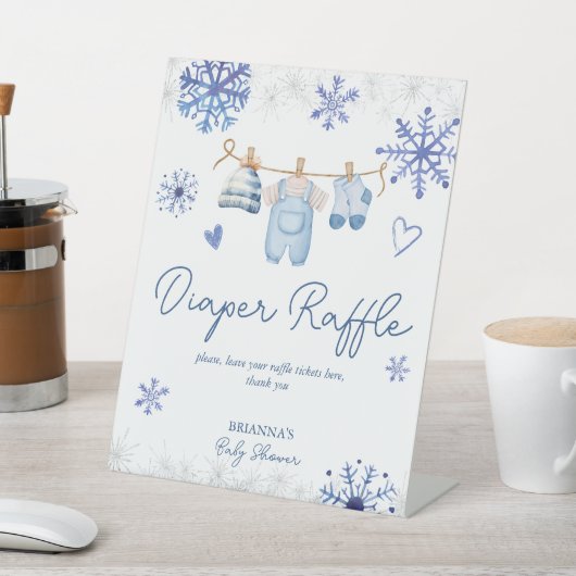 Schnee in der Liebe Winter Baby Dusche Windelpreis Sockelschild (In SItu)