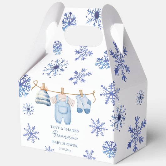Schnee in der Liebe Winter Babydusche mit Monogram Geschenkschachtel (Vorderseite)