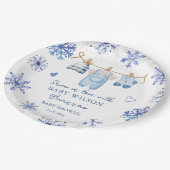 Schnee in der Liebe Winter Babydusche mit Monogram Pappteller (Schrägansicht)