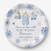 Schnee in der Liebe Winter Babydusche mit Monogram Pappteller (Vorderseite)