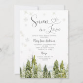 Schnee in der Liebe Winter Bäume Brautparty Einladung (Vorderseite)
