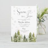Schnee in der Liebe Winter Bäume Brautparty Einladung (Stehend Vorderseite)