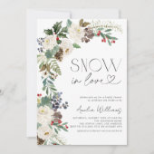 Schnee in der Liebe Winter Blume Evergreen Einladung (Vorderseite)