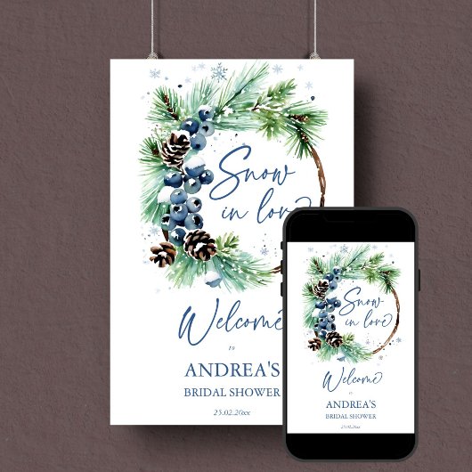 Schnee in der Liebe Winter Brautparty Begrüßungsze Poster