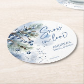 Schnee in der Liebe Winter Brautparty bevorzugt Runder Pappuntersetzer (Angewinkelt)