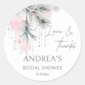 Schnee in der Liebe Winter Brautparty Gefallen Runder Aufkleber (Vorderseite)