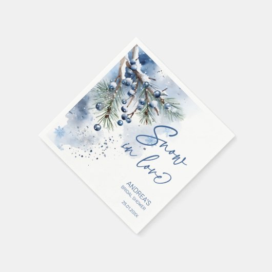 Schnee in der Liebe Winter Brautparty mit Monogram Serviette (Ecke)