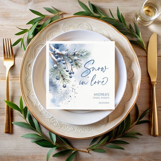 Schnee in der Liebe Winter Brautparty mit Monogram Serviette