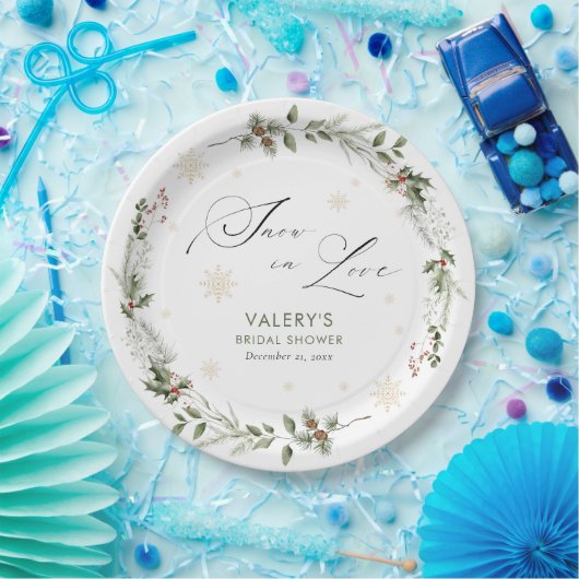 Schnee in der Liebe Winter Brautparty Pappteller (Party)