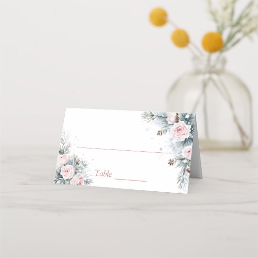 Schnee in der Liebe Winter Brautparty Party Platzkarte (Vorderseite)