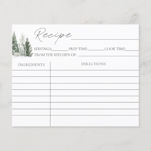 Schnee in der Liebe Winter Brautparty Rezept Karte (Vorderseite)