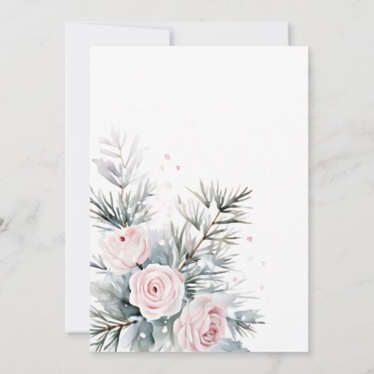 Schnee in der Liebe Winter Brautparty Schneekiefer Einladung (Rückseite)