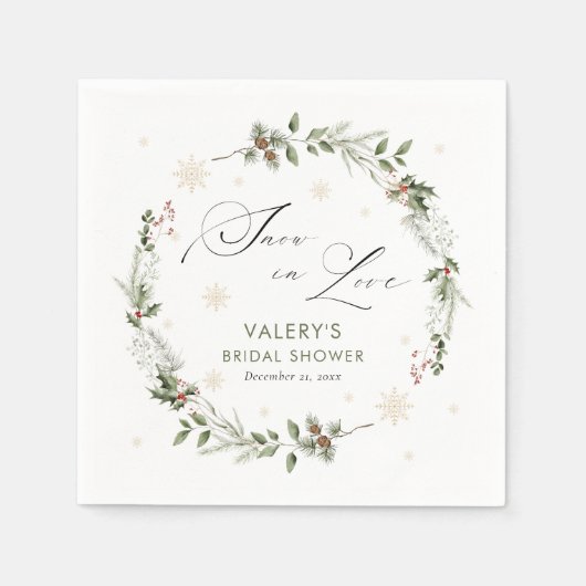 Schnee in der Liebe Winter Brautparty Serviette (Vorderseite)