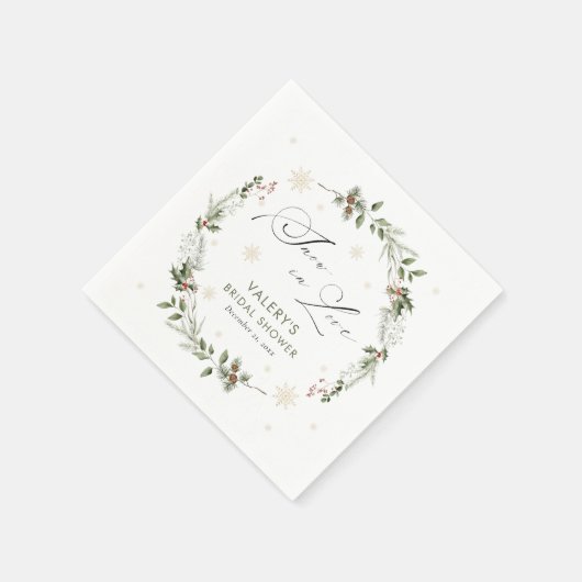 Schnee in der Liebe Winter Brautparty Serviette (Ecke)