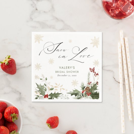 Schnee in der Liebe Winter Brautparty Serviette (Beispiel)