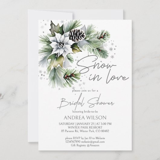 Schnee in der Liebe Winter Brautparty Vorlage (Vorderseite)