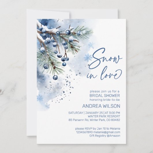 Schnee in der Liebe Winter Brautparty Vorlage (Vorderseite)